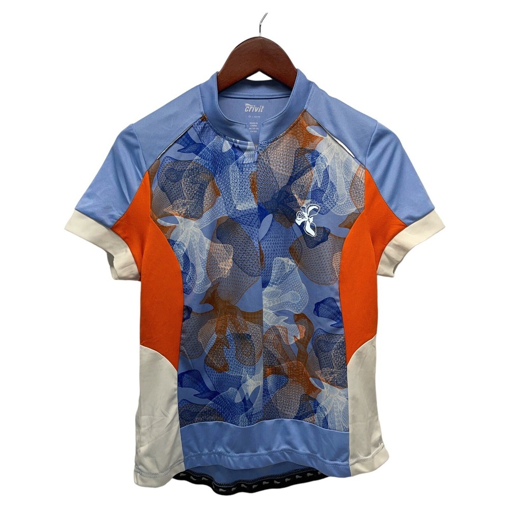 Crivit Women's Large 12-14 Multi‎ Color 1/4 Zip 4pocket Cycling Jersey